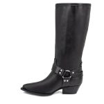 Stivali biker neri con cinturini e punta affusolata | Queen Helena