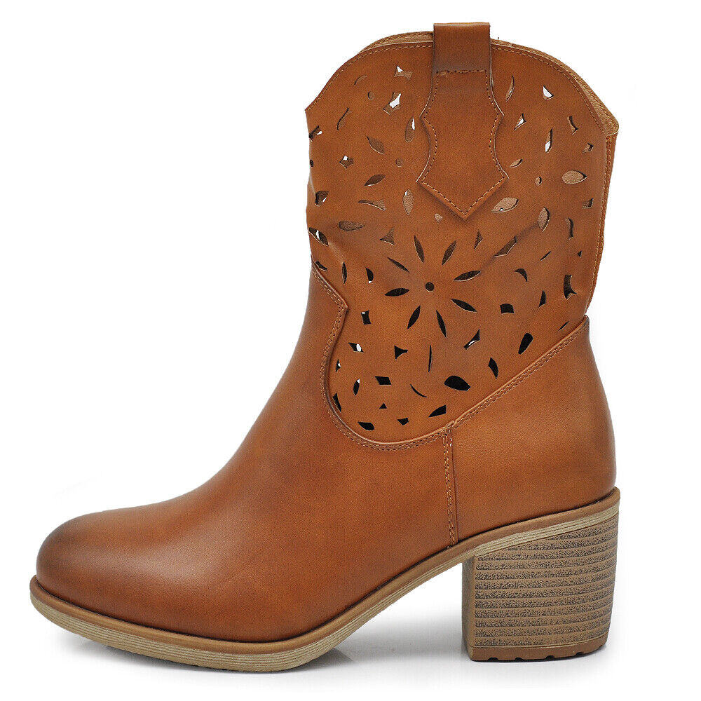 camperos-donna-189ozx.jpg Stivali Stivaletti da Donna Camperos Tacco Texano Primaverili Traforati 6658 6658 camel / 36 - immagine 1