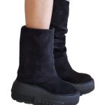 Casadei Stivale Zeppa alto 9 cm Camoscio Nero Rif.118