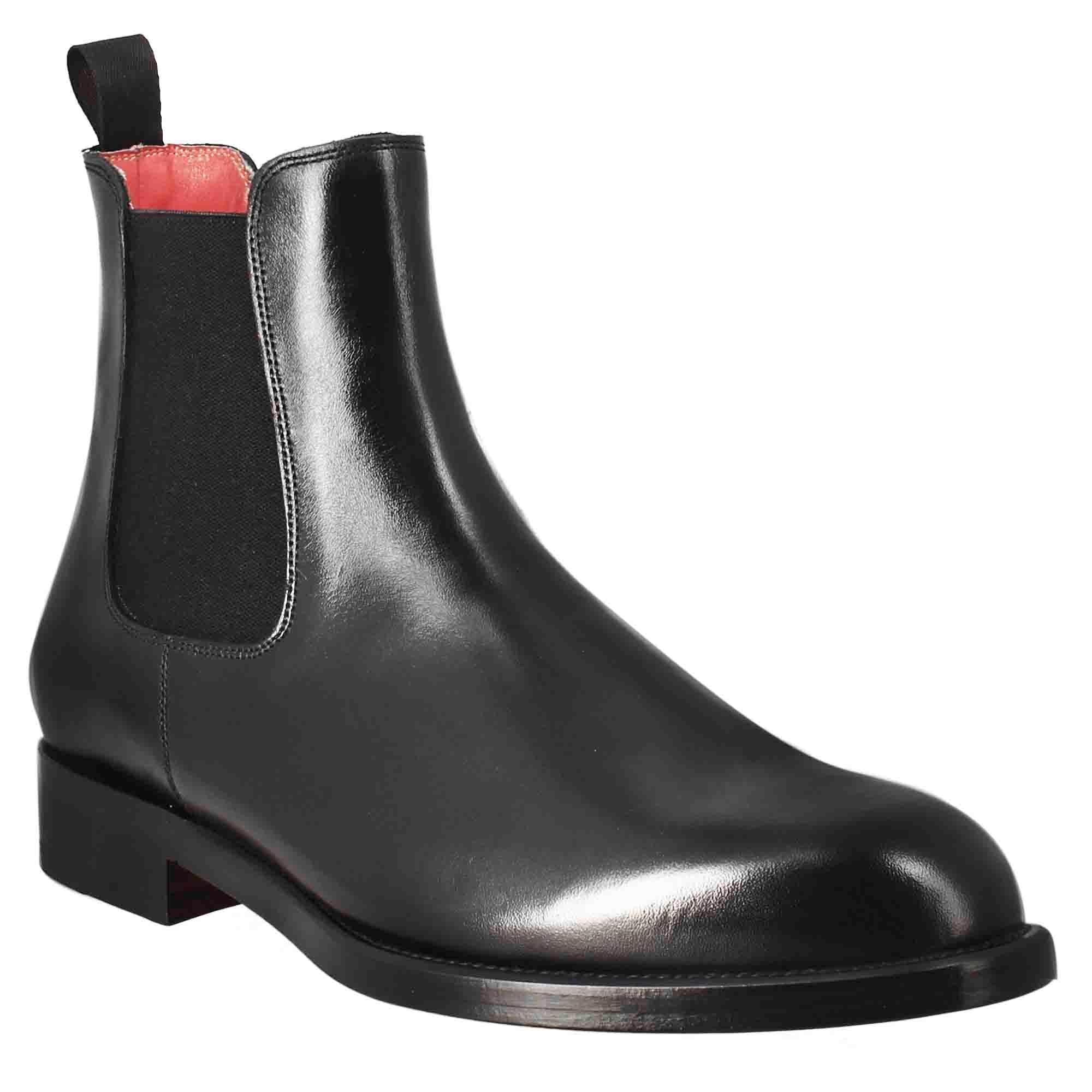 chelsea-boots-uomo-543qub.jpg Stivaletto chelsea da uomo in pelle colore nero con elastico - immagine 1