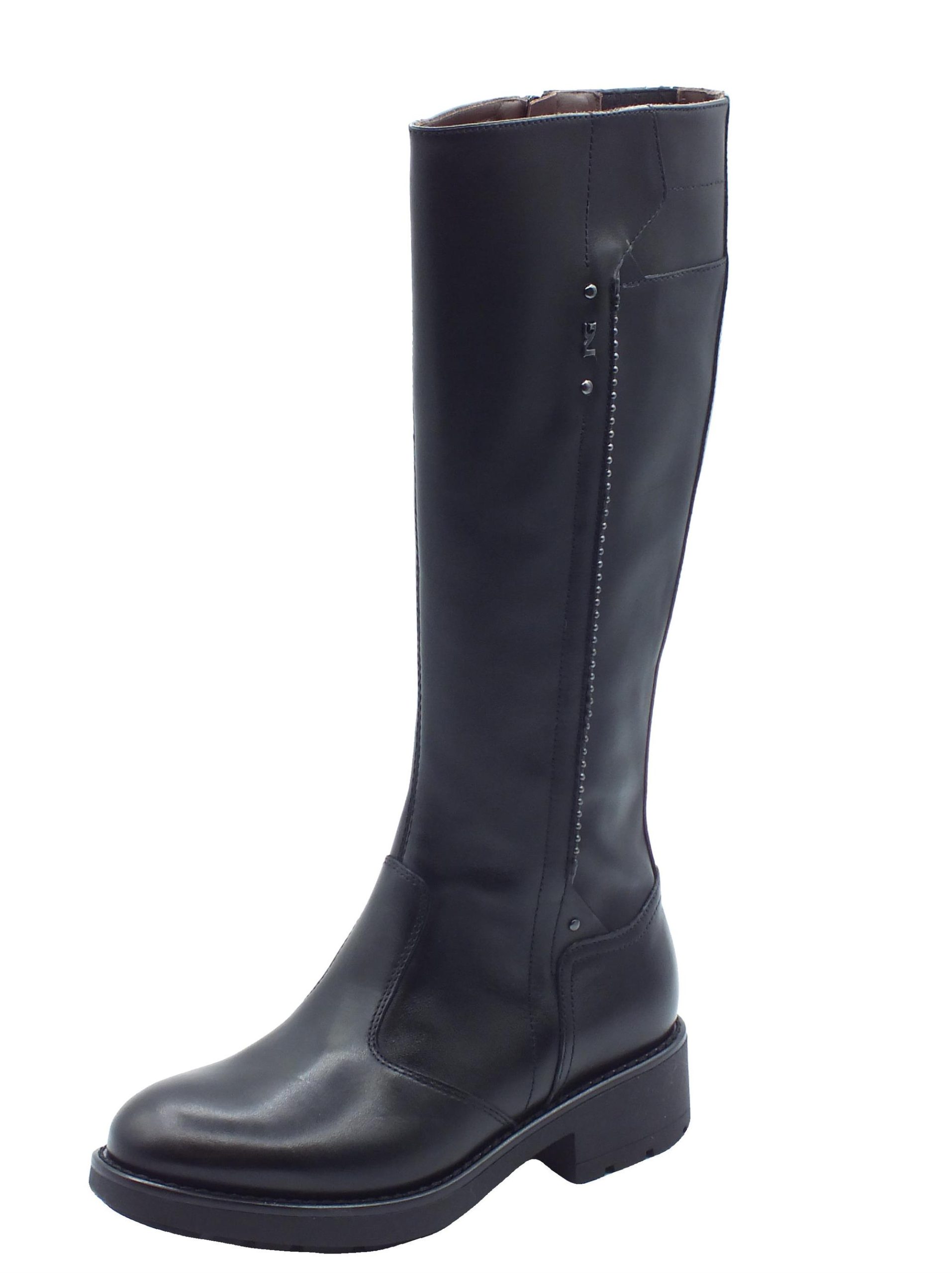 nero-giardini-stivali-034mox.jpg NeroGiardini I411873D Guanto Nero Stivali per Donna in pelle con tacco basso e lampo - immagine 1