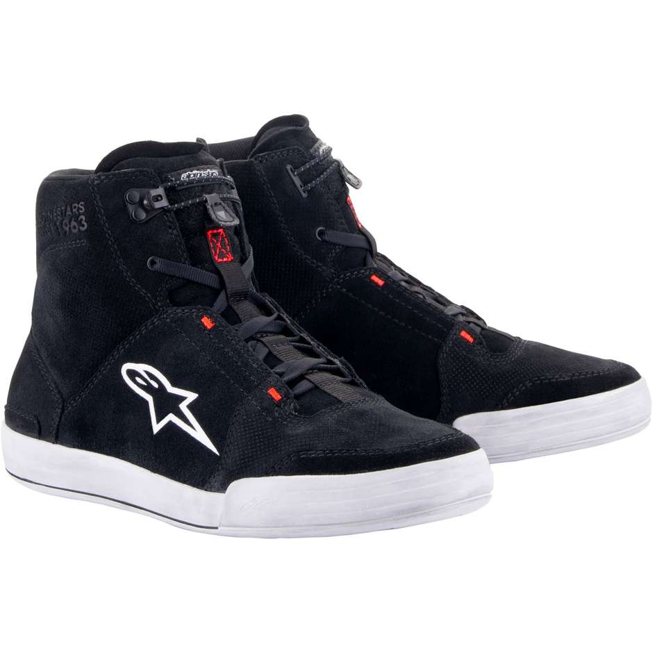 scarpe-moto-313zgz.jpg SCARPE MOTO CHROME SHOES BLK ALPINESTARS CHROME NERO/BIANCO - immagine 1