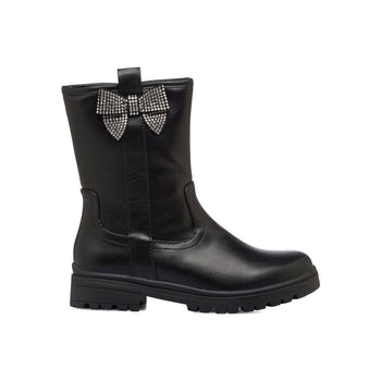 stivaletti-bimba-560zqq.jpg Stivaletti neri da bambina con fiocco di strass Le scarpe di Alice - immagine 1