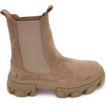 Stivaletti donna chelsea boots combat impermeabile ecopelle scamosciato beige fondo alto carrarmato elastico donna stivaletti Corina | MaluShoes