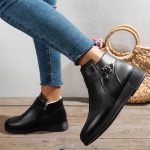 Stivaletti Donna Tacco Basso Scarpe Autunno e Inverno Comodi Stivali Casual Punta Rotonda Mezzi Stivali Monocolore Scarpe Donna con Fibbia, Nero , 38 EU : Amazon.it: Moda