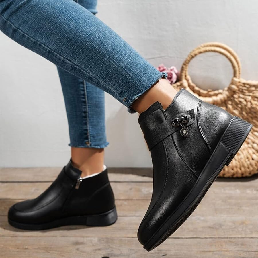 stivaletti-donna-bassi-319kes.jpg Stivaletti Donna Tacco Basso Scarpe Autunno e Inverno Comodi Stivali Casual Punta Rotonda Mezzi Stivali Monocolore Scarpe Donna con Fibbia, Nero , 38 EU : Amazon.it: Moda - immagine 1