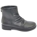 Stivaletti donna bassi neri morbidi arricciati comodi con zip argento moda western punta tonda chiusura retro texas donna stivaletti Malu Shoes | ...