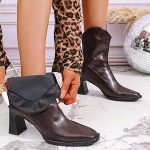 Stivali Donna Invernali,Stivali Invernali Donna Texani,Comodo Stivaletti Invernali in Pelle Bassi Stivali Traforati Punk Scarpe Stivaletti Texani con ...