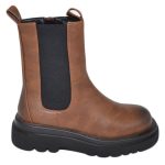 Stivaletti donna platform chelsea boots combat marrone fondo alto zip e elastico laterale moda tendenza comodo donna stivaletti Malu Shoes | MaluShoes