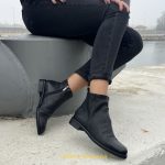 Stivaletti neri in vera pelle con zip interna modello Alba — All'oro
