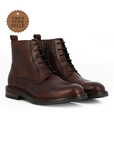 stivaletto-da-uomo-967uul.jpg Globo E Commerce Calzature, Abbigliamento, Sport, Intimo, Accessori CLASS MAN Stivaletto da uomo marrone in VERA PELLE con zip laterale e lacci - immagine 1