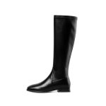 Stivali Alti con Tacco Basso, Stivali Alti A Tubo con Tacco Grosso E Punta Quadrata, Stivali con Cerniera Laterale da Donna (Color : Black 1 Single Lining, Size : 35 EU) : Amazon.it: Moda