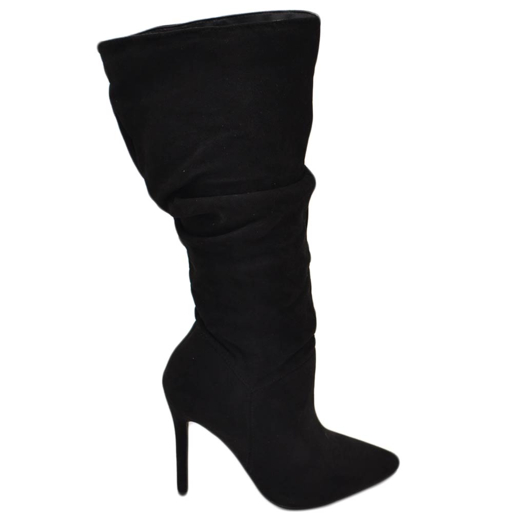 stivali-alti-con-tacco-155dwa.jpg Stivali donna alti in camoscio nero al ginocchio a punta arricciati con zip tacco spillo 10cm donna stivali Malu Shoes | MaluShoes - immagine 1