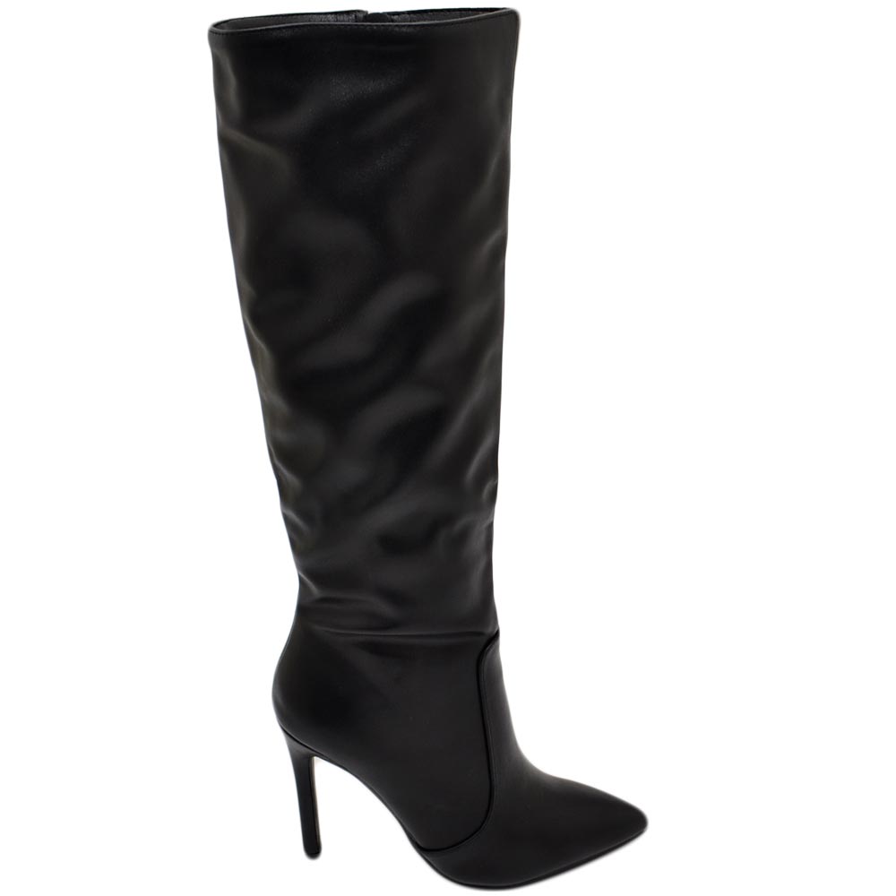 stivali-alti-donna-984skk.jpg Stivali alti donna al ginocchio in pelle nero a punta tacco a spillo 12 cm zip lunga aderente moda linea Basic donna stivali Malu Shoes | MaluShoes - immagine 1