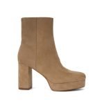 Sstore Stivali scamosciati beige con tacco 9 cm e plateaux Stivaletti Donna