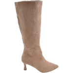 Stivale alto donna beige in pelle scamosciata con tacco a spillo sottile 5 cm aderente con zip e punta moda donna stivali Malu Shoes | MaluShoes