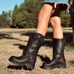 Stivali Donna Biker Neri con Fibbie Regolabili Made in Italy