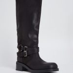 Stivali biker in pelle, nero | Intrend