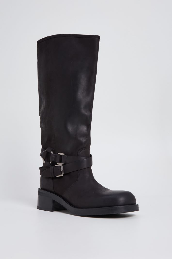 stivali-biker-donna-308ese.jpg Stivali biker in pelle, nero | Intrend - immagine 1
