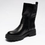 Sstore Stivali biker gambale basso da donna in ecopelle BLACK Stivali Donna