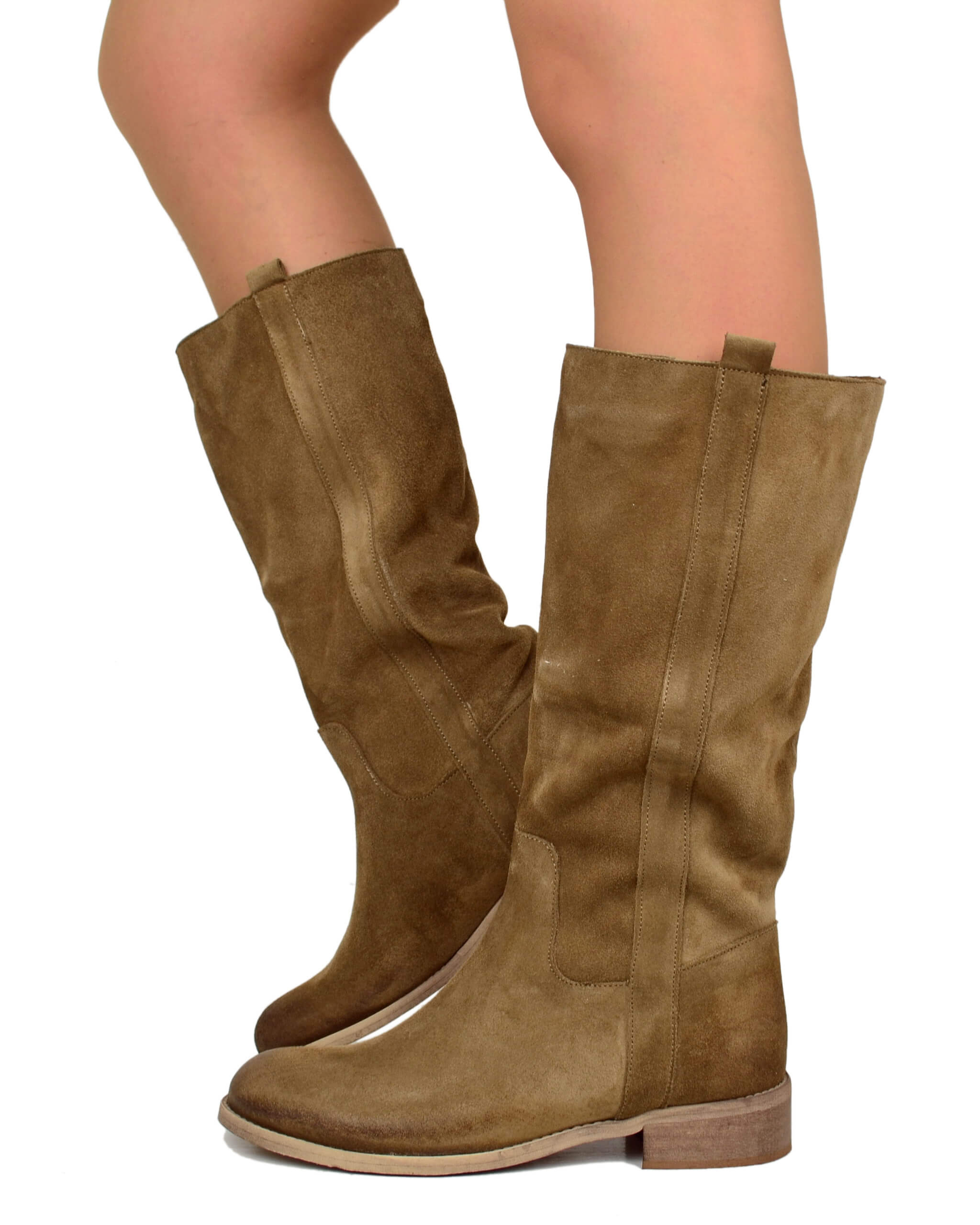 stivali-camperos-278uou.jpg Stivali Camperos Donna Taupe in Pelle Vintage Scamosciata - immagine 1