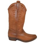Stivali donna camperos texani stile western cuoio con fantasia laser su pelle tinta unita altezza polpaccio donna stivali Malu Shoes | MaluShoes
