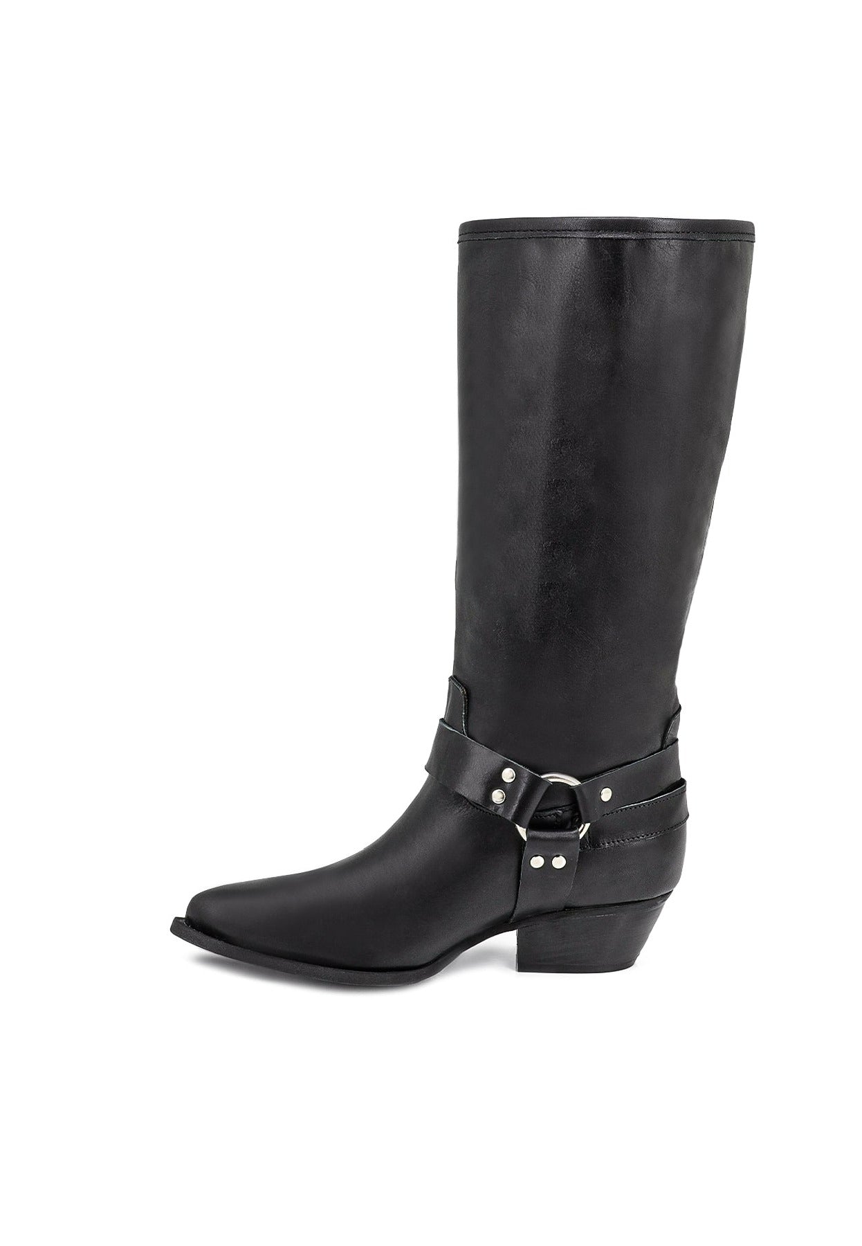 stivali-camperos-donna-142blj.jpg Stivali biker neri con cinturini e punta affusolata | Queen Helena - immagine 1