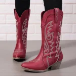 Stivali Donna Camperos Rosso Comodi Texani Pelle Sintetica Eleganti 21488