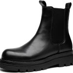 MANLADUO Stivali Chelsea da uomo con suola spessa, stivali alti elastici stile britannico, scarpe in pelle da uomo, nero, 37.5 EU : Amazon.it: Moda