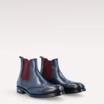 STIVALI CHELSEA MODENA 01 IN PELLE BLU SCURO CON ELASTICO BORDEAUX