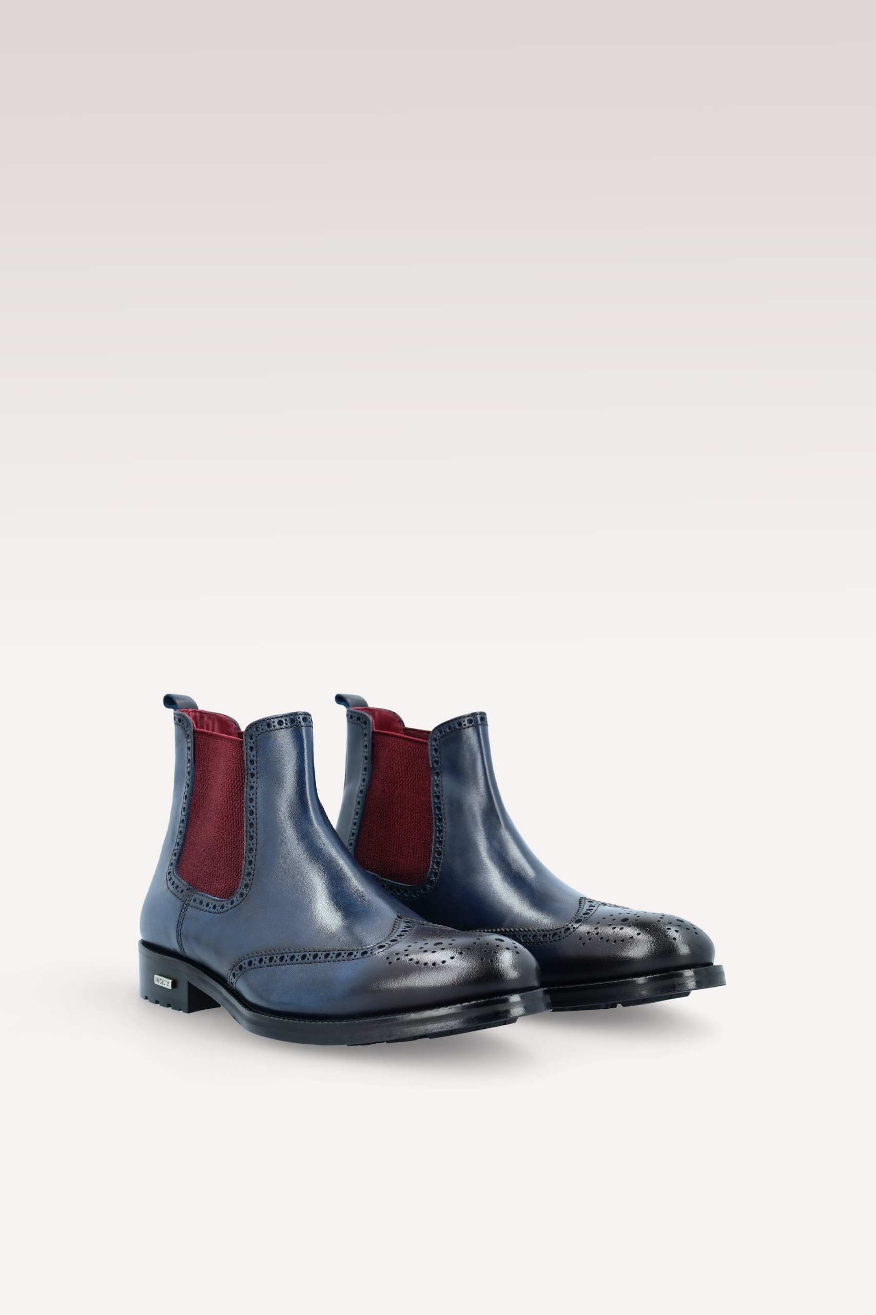 stivali-chelsea-044hoj.png STIVALI CHELSEA MODENA 01 IN PELLE BLU SCURO CON ELASTICO BORDEAUX - immagine 1