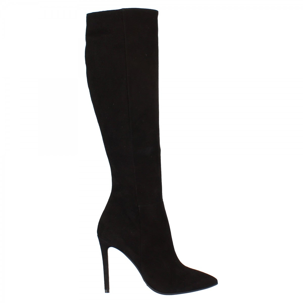 stivali-con-tacco-820gox.jpg Stivali al ginocchio con tacco a spillo da donna fatti a mano in pelle di camoscio nero con cerniera Nero / 35 - immagine 1
