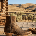 Stivali Cowboy Uomo Old West in Cuoio Marrone
