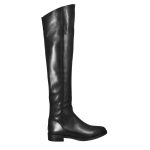 Stivali sopra al ginocchio da donna liscio con tacco basso in pelle colore nero Nero / 35