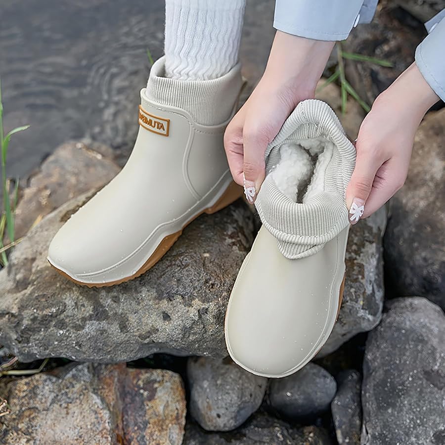 stivali-di-gomma-381gte.jpg Stivali di gomma da uomo, foderati, impermeabili, da lavoro, in gomma, antiscivolo, da pioggia, beige., 36 EU : Amazon.it: Moda - immagine 1