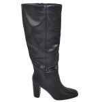 Stivali donna a punta quadrata nero gambale aderente al ginocchio tacco largo 10 cm moda con zip elegante donna stivali Malu Shoes | MaluShoes