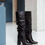 Stivali tacco 9cm pelle nero
