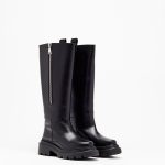 Stivali Neri in Pelle con Suola Chunky Plan C