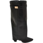 Stivali donna alti neri pelle al ginocchio a punta con risvolto para fino a terra tacco doppio 10cm donna stivali Malu Shoes | MaluShoes
