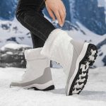 Stivali Donna Pelle Vera Alti Stivaletti Neve Rossi con Tacco Gomma Bassi Bianco 36 : Amazon.it: Moda
