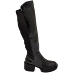 Stivali donna alto punta tonda nero lucido gambale aderente elasticizzato alto sopra al ginocchio tacco 4 plateau curvy donna stivali Malu Shoes | ...