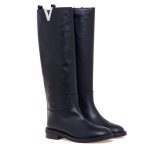 Stivale Via Roma 15 in pelle con "V" in metallo silver 4221 FW24.NER