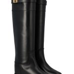 Stivale Via Roma 15 in pelle nero con lucchetto oro