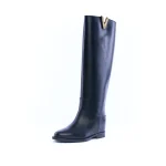 Stivale donna "VIA ROMA 15" in pelle nero "V" zigrinata e rialzo intern | Larilù Calzature