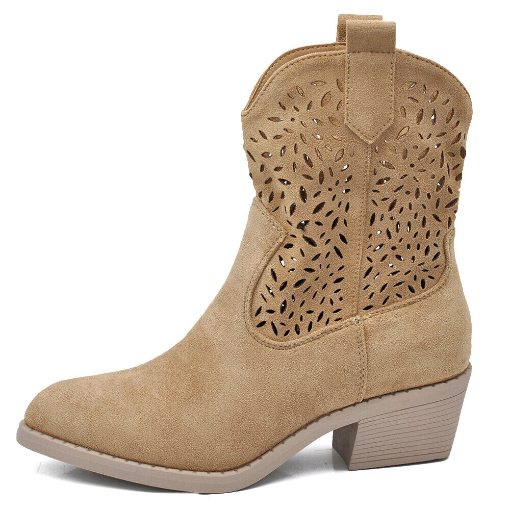 texani-estivi-162jhv.jpg Stivali Stivaletti da Donna Camperos Texani Primaverili Estivi Traforati G678 G678 khaki / 36 - immagine 1